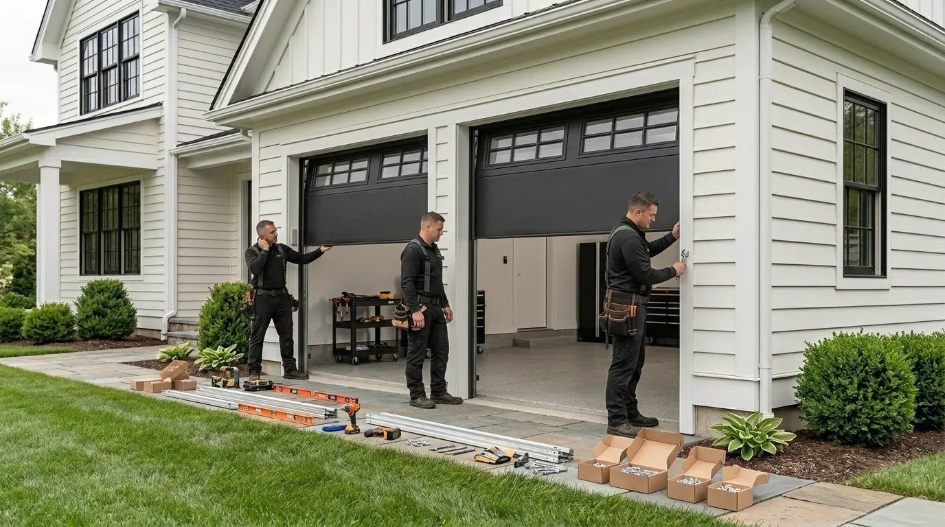 Sectional steel garage door