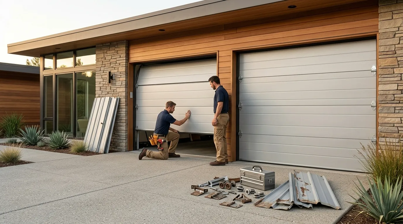 Sectional steel garage door