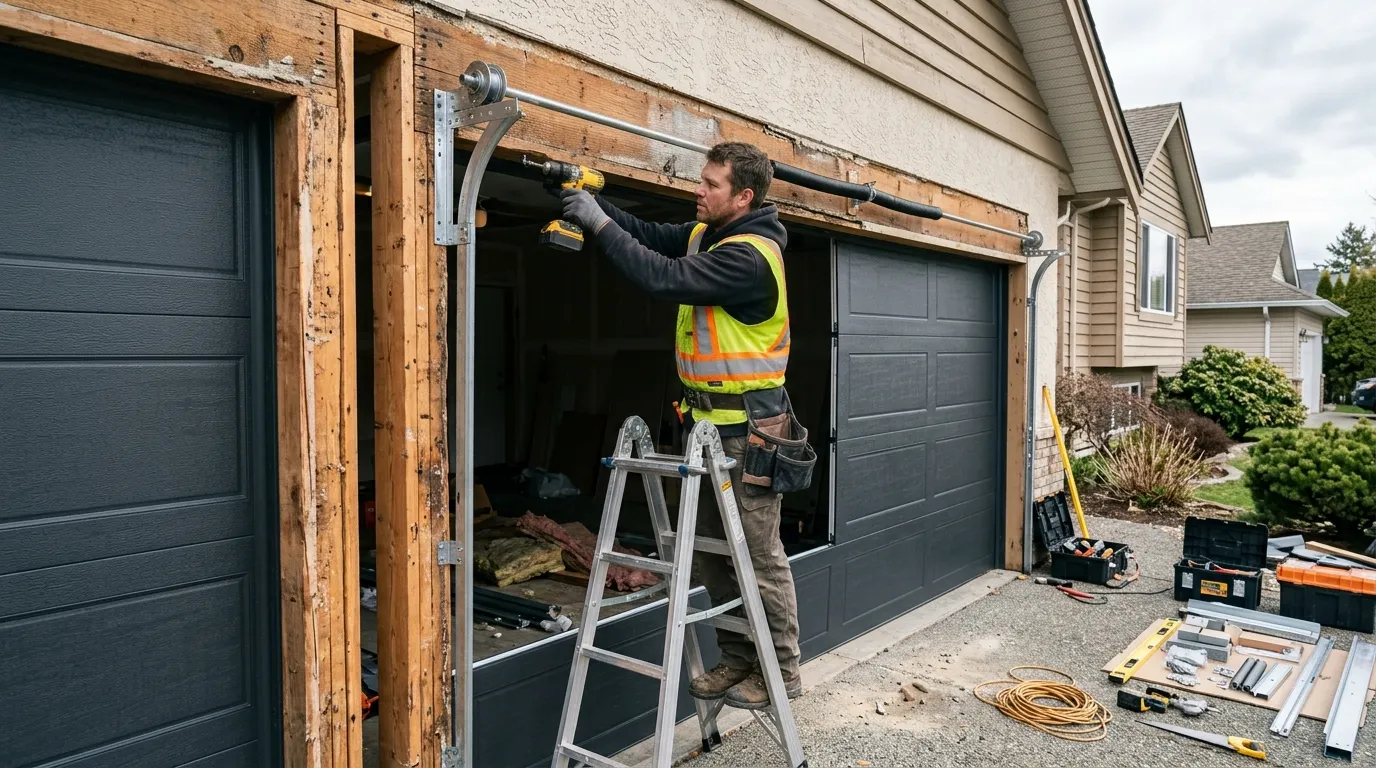 Sectional steel garage door