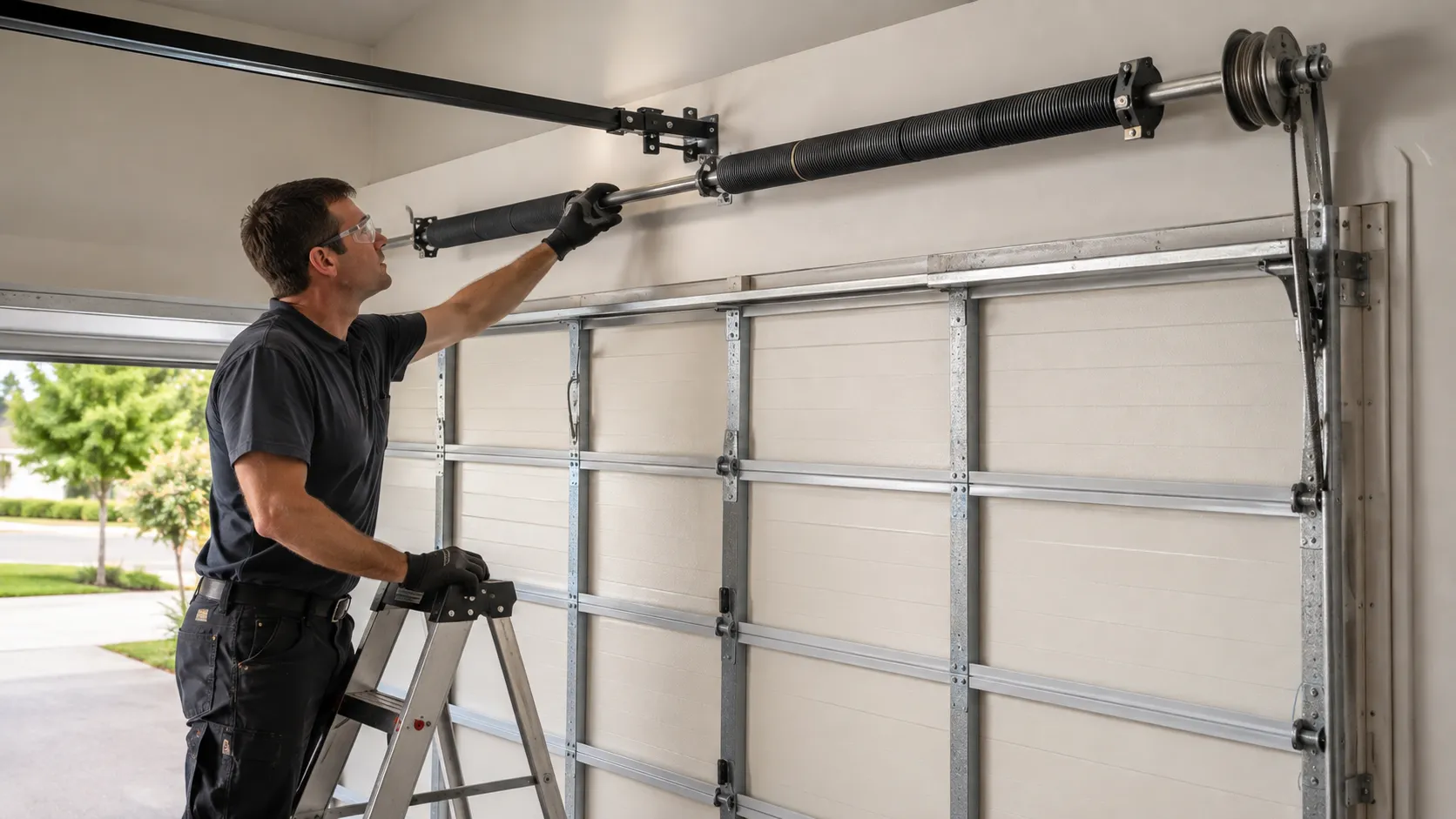 Full-view glass garage door